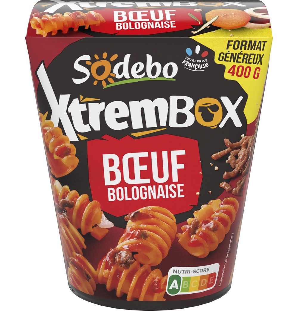 Sodebo - Xtrembox de pâtes radiatori, boeuf bolognaise (400g)