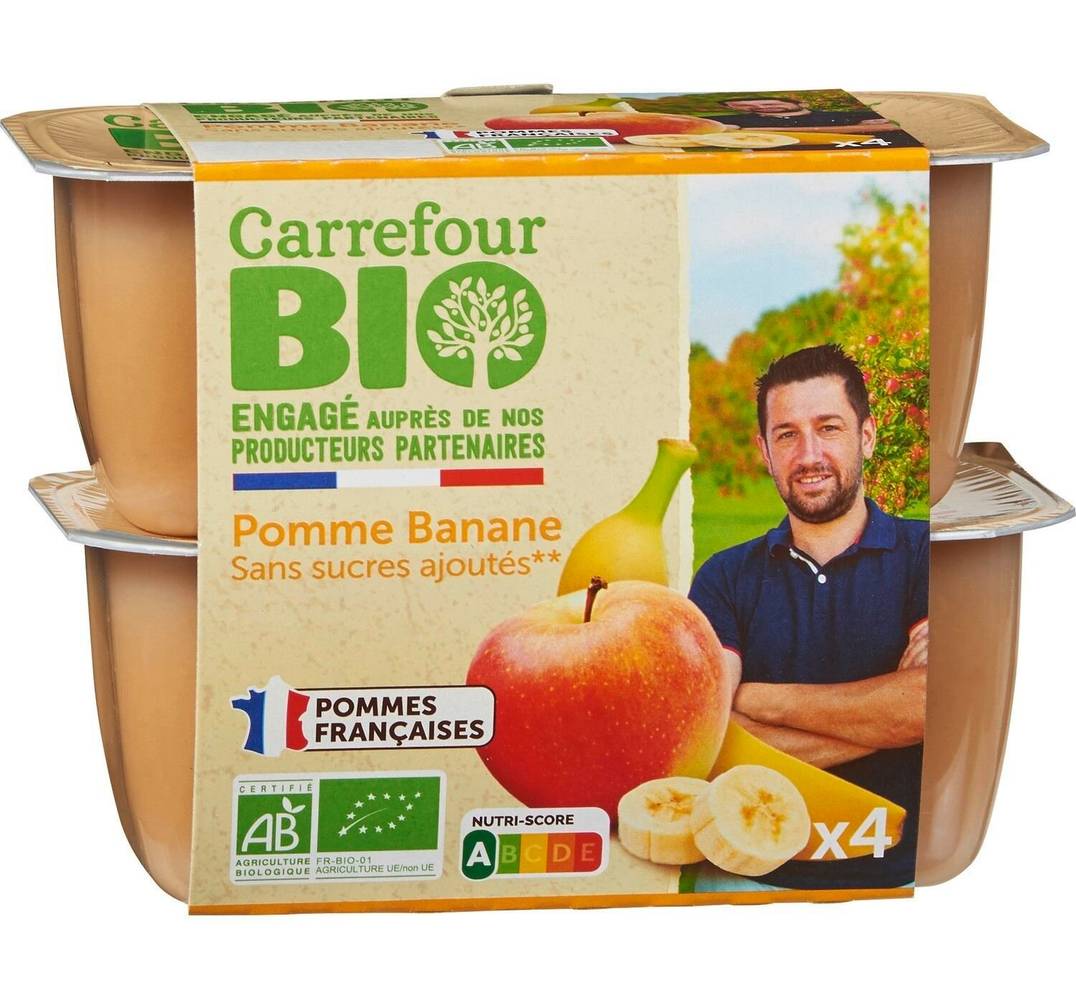 Carrefour Bio - Pomme banane sans sucres ajoutés (100g)