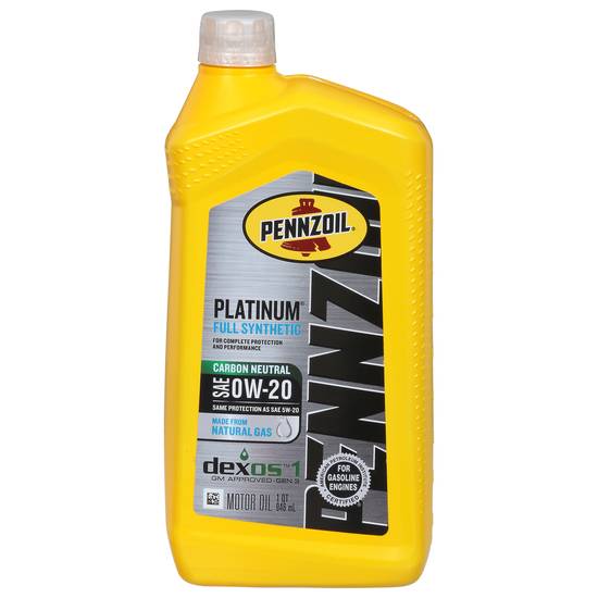 Pennzoil Platinum Full Synthetic Motor Oil Sae Ow-20 (1 quart)
