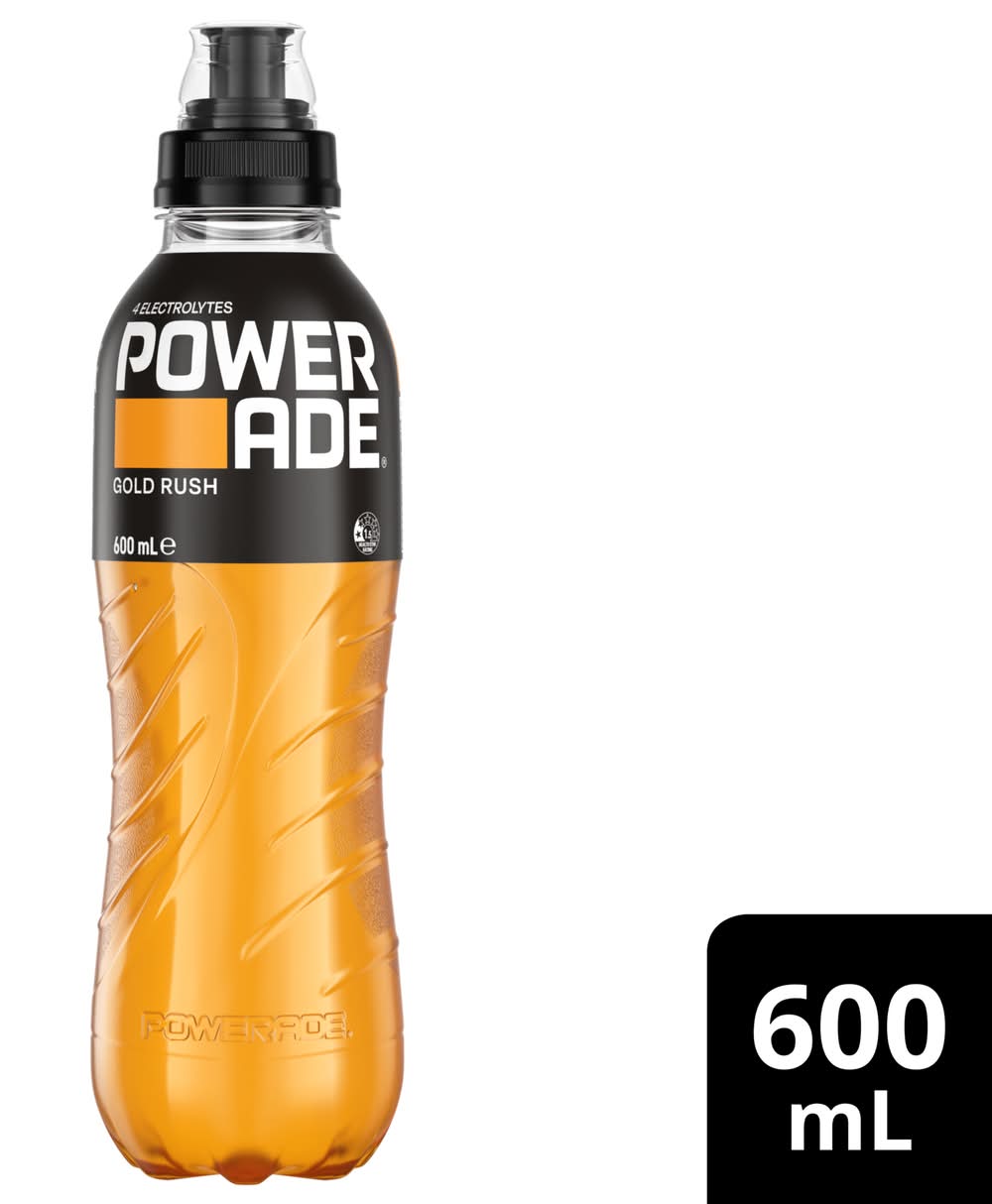 Powerade Ion4 Four Electrolytes Zero Sugar Sports Drink, Gold Rush (600mL)