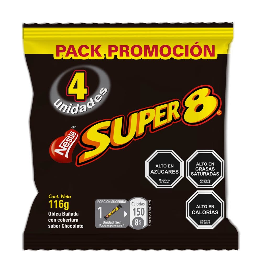 Super 8 · Pack oblea bañada con chocolate (5 x 29 g)