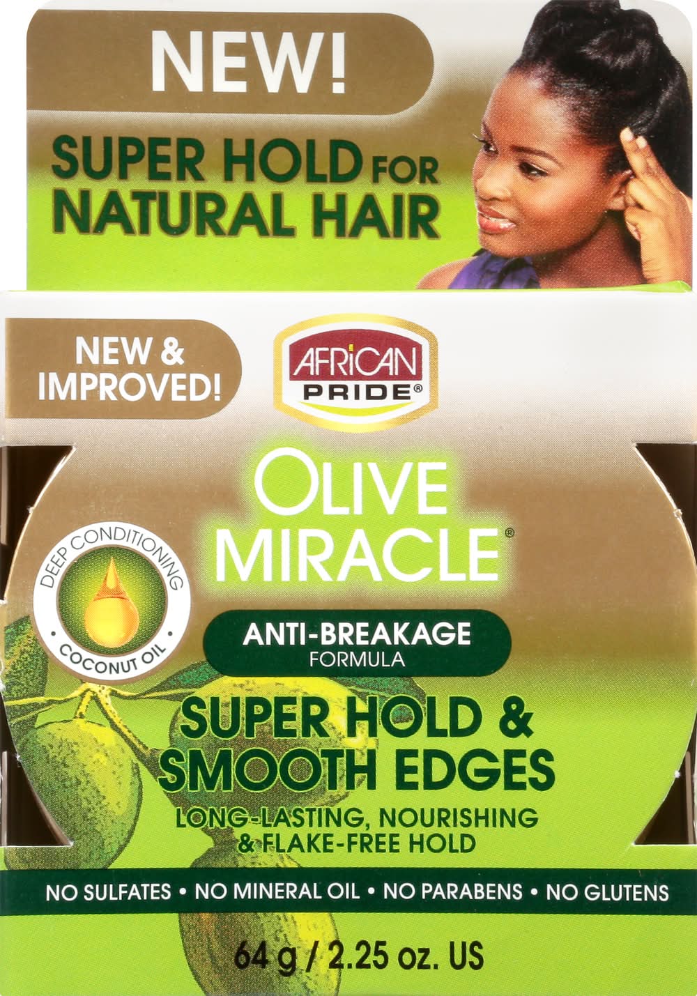 African Pride Olive Miracle Super Hold & Smooth Edges Hair Gel (2.3 oz)