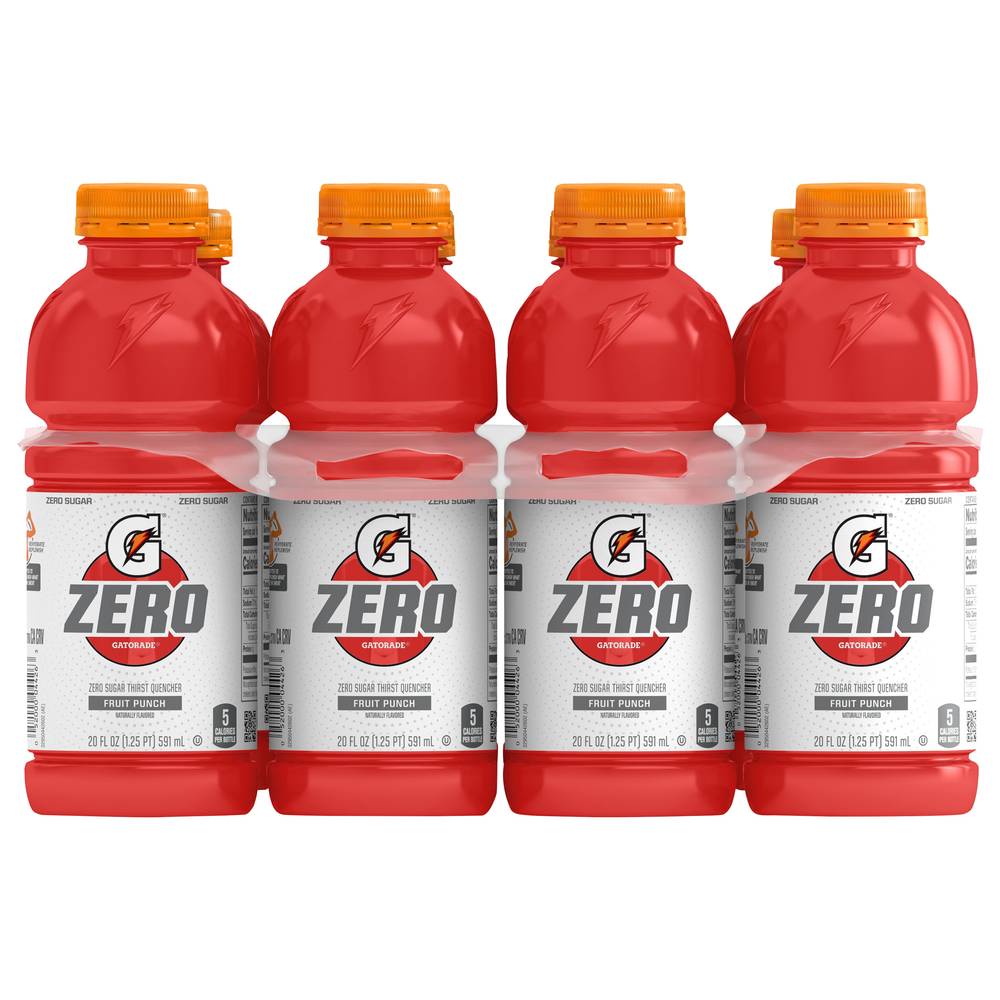 Gatorade Zero Sugar Thirst Quencher Sports Drink, Fruit Punch (8 x 20 fl oz)