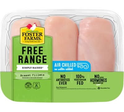 Foster Farms Simply Raised Free Range Boneless Skinless Chicken Breast Fillets (1.5 lbs)