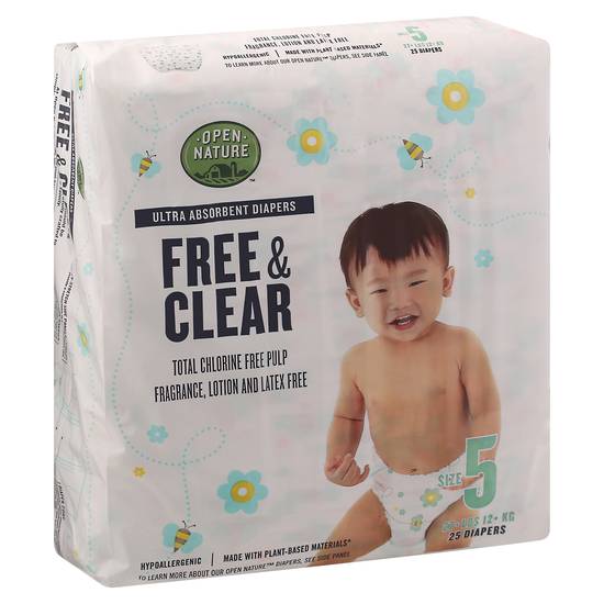 Open Nature Ultra Absorbent Diapers Free & Clear (25 ct)