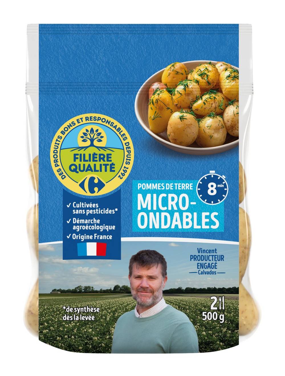 Filière Qualité Carrefour - Pommes de terre vapeur blanches micro-ondables (500g)