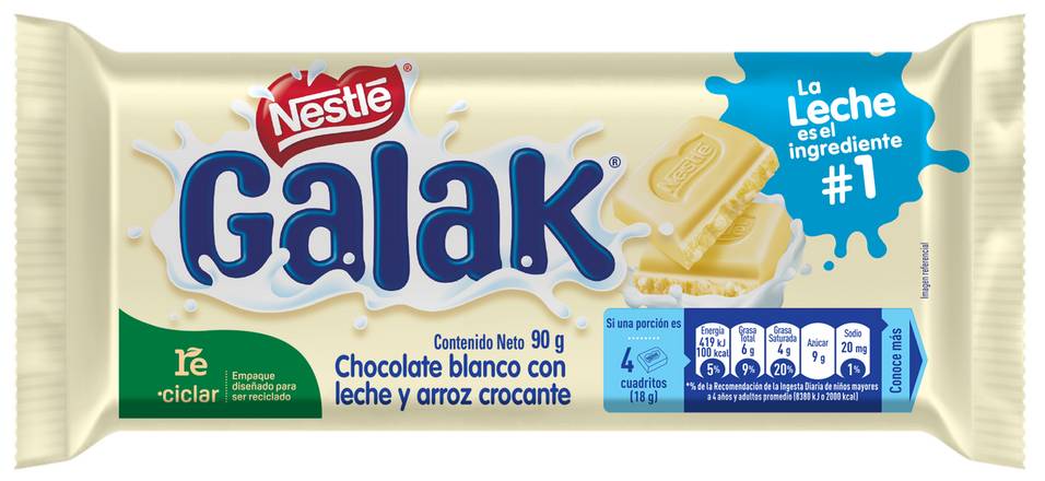 CHOCOLATE GALAK MILKFIRST BLANCO BARRA 90 GR