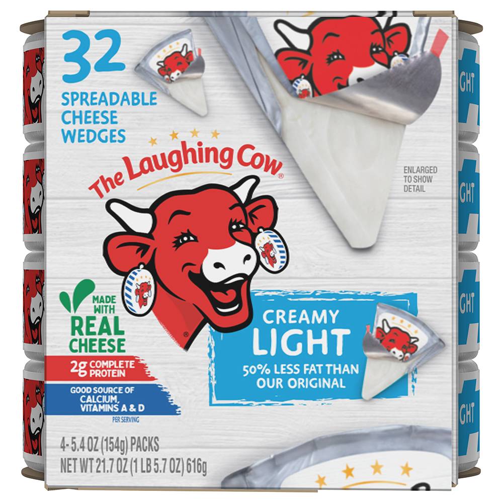 The Laughing Cow Creamy Light Spreadable Cheese Wedges (5.4 oz, 4 ct)