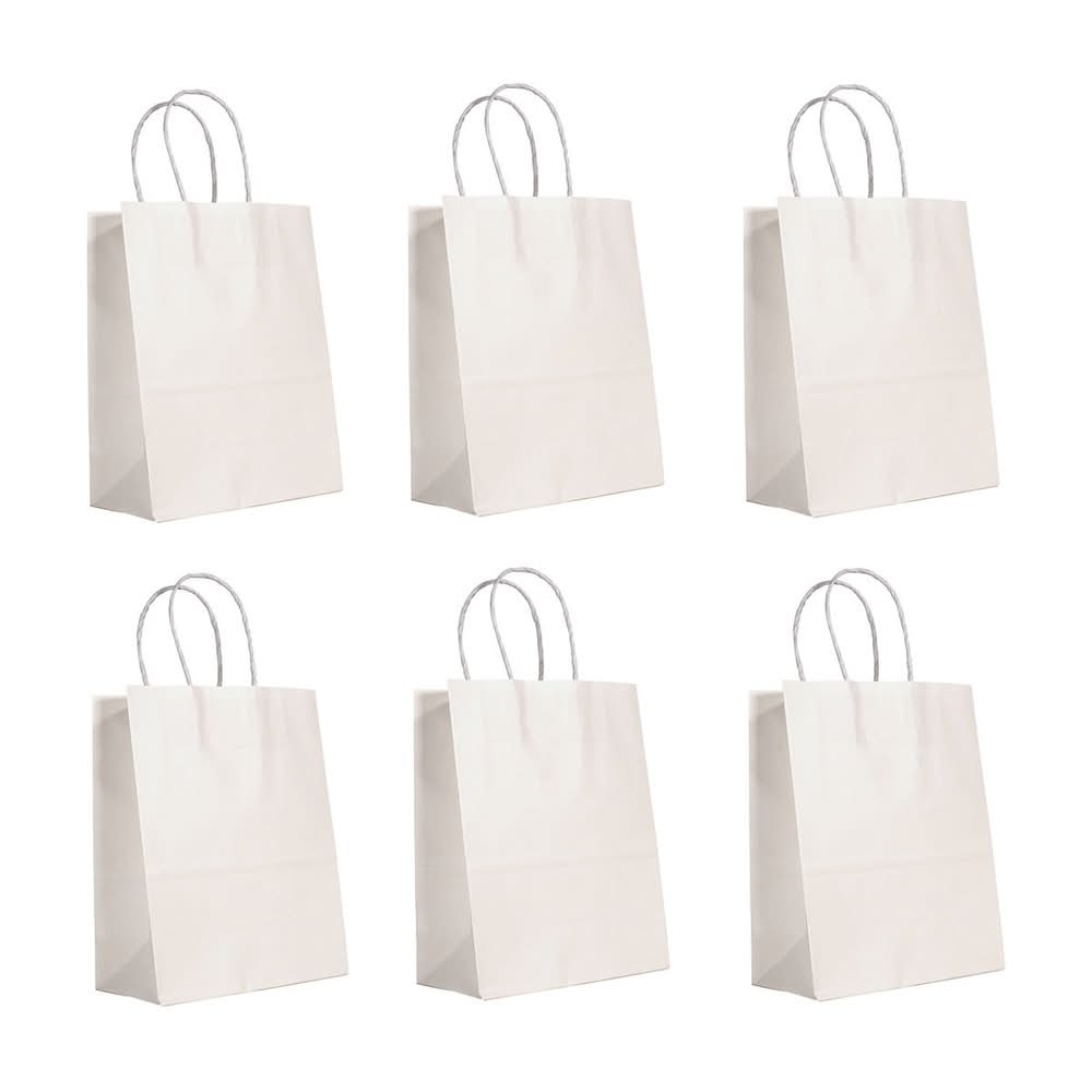 321 Party! White Gift Bags Medium 6 Ct