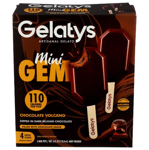 Gelatys Artisanal Gelato Chocolate Volcano Mini Gem Pop 4 Pack