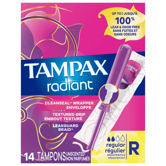 Tampax Radiant Regular Absorbency Unscented Tampons