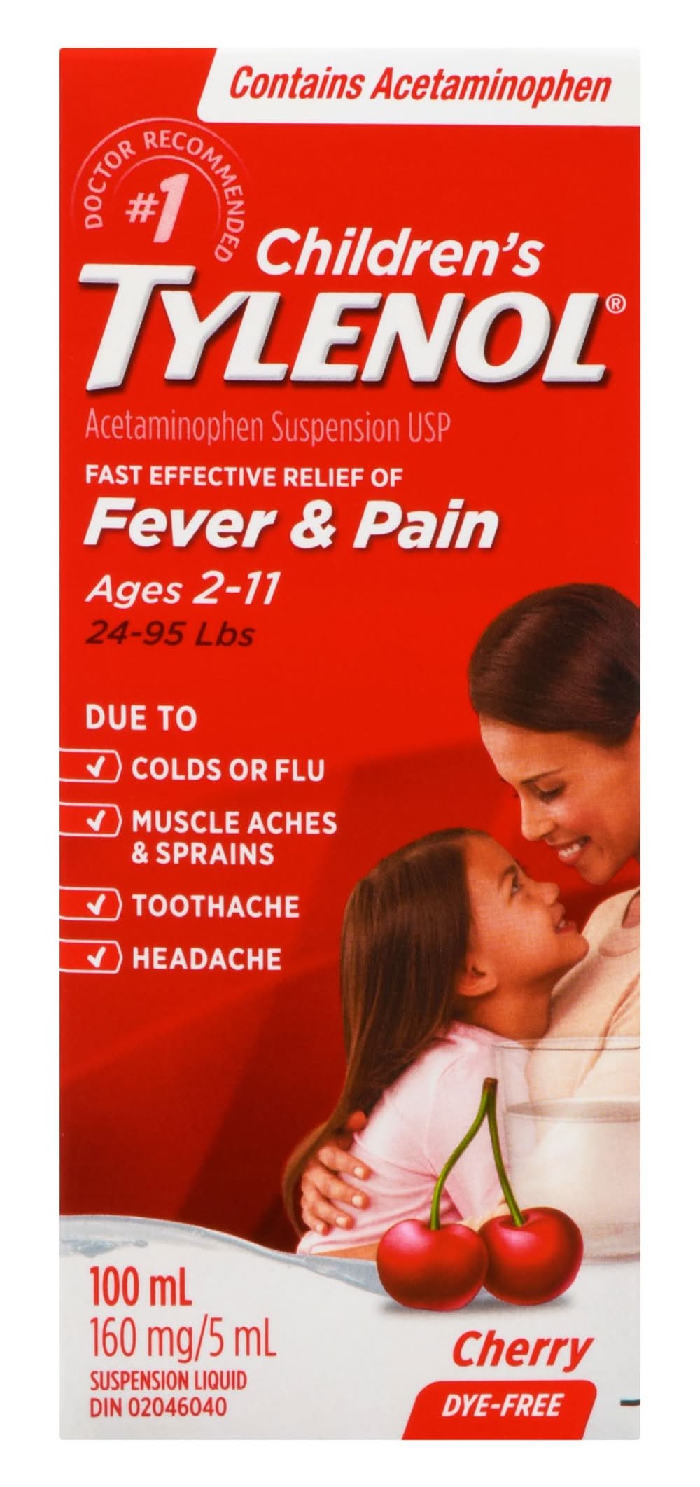 Tylenol children's tylenol oral suspension 100ml, cherry blast flavour - children's fever & pain oral suspension cherry blast (100 ml)