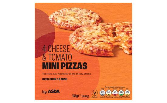 Asda 4 Mini Pizzas Cheese & Tomato 4 x 89g (356g)