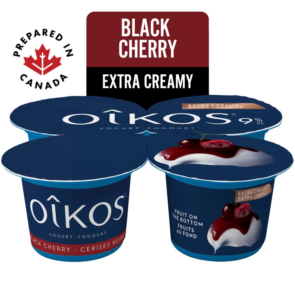 Oikos Extra Creamy Black Cherry Yogurt 9% (380 g, 4 ct)