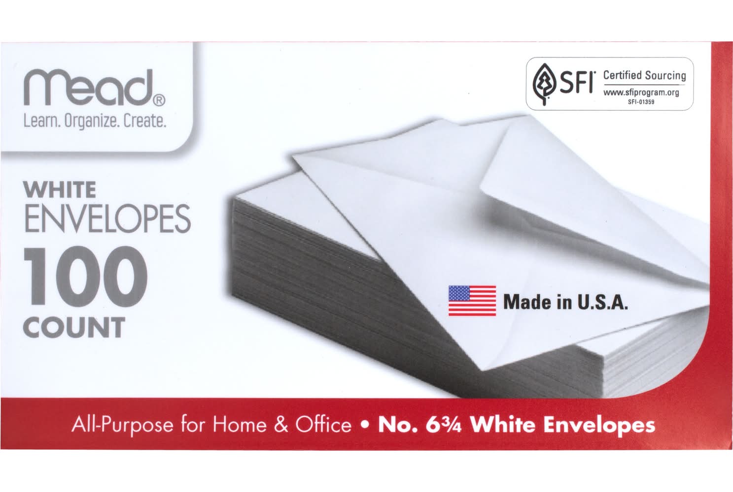 Mead No. 6 3/4 White Envelopes (7.1 oz, 100 ct)