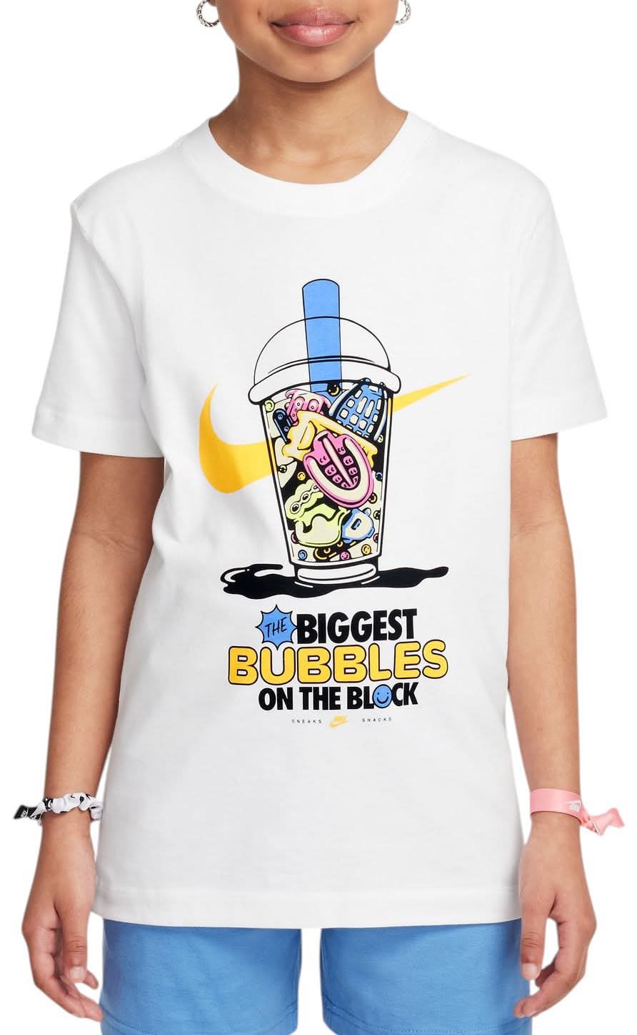Nike Girls' Sportswear Boba Graphic T-Shirt (White, XL)