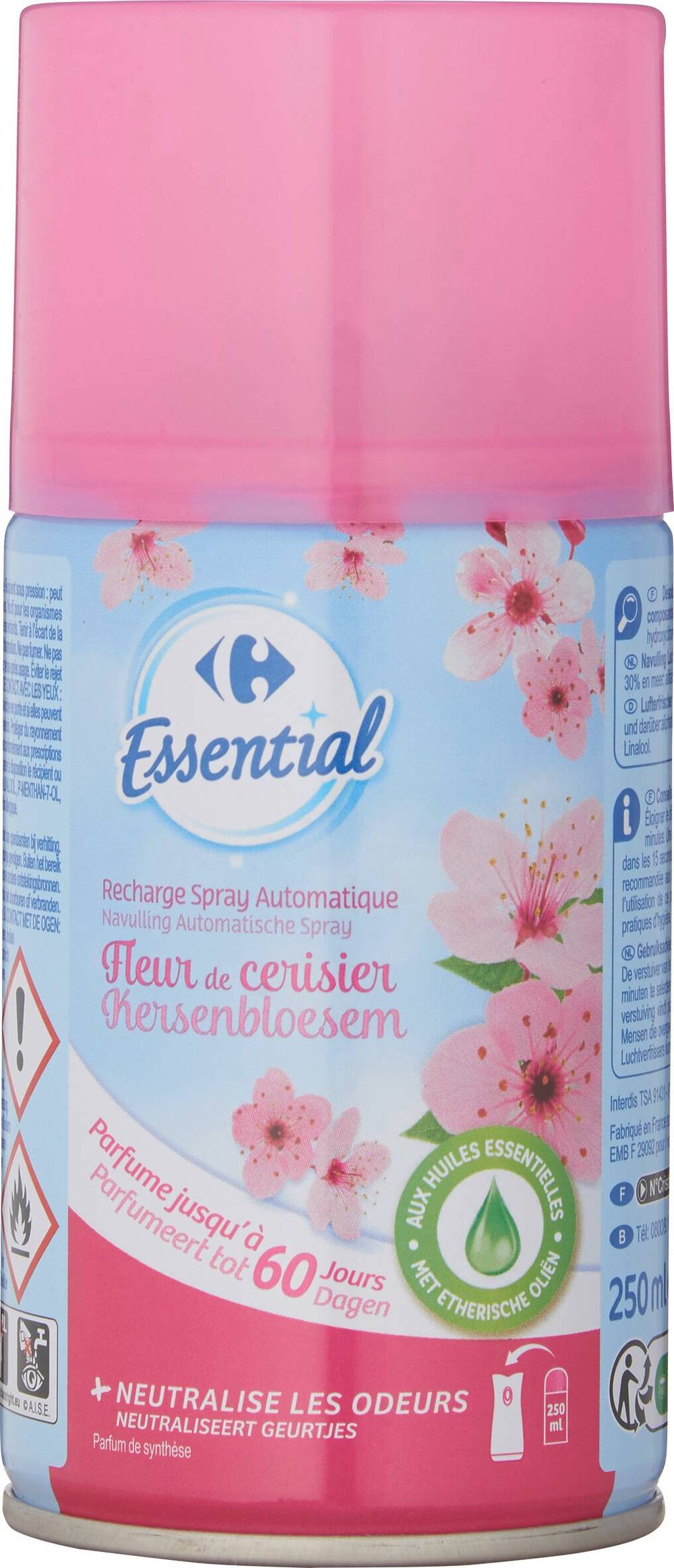 Carrefour Essential - Recharge désodorisant fleur de cerisier