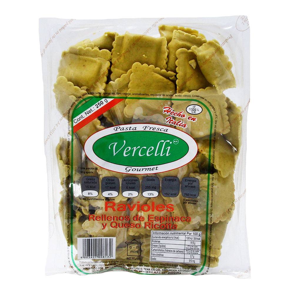 Vercelli ravioles rellenos de espinaca y queso ricotta ( 250 g)