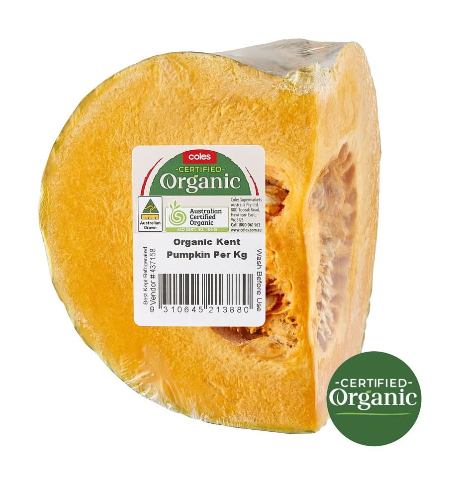 Coles Organic Kent Pumpkin approx. 800g each