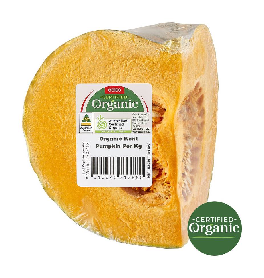 Coles Organic Kent Pumpkin approx. 800g each
