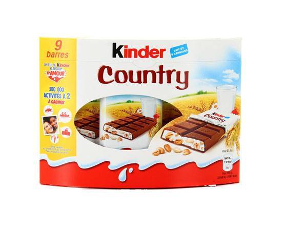 Barres chocolatées KINDER COUNTRY - Boîte de 211g (9 barres)