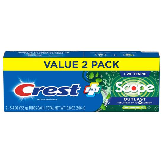 Crest Value pack Complete + Scope Outlast Whitening Toothpaste (2 ct )