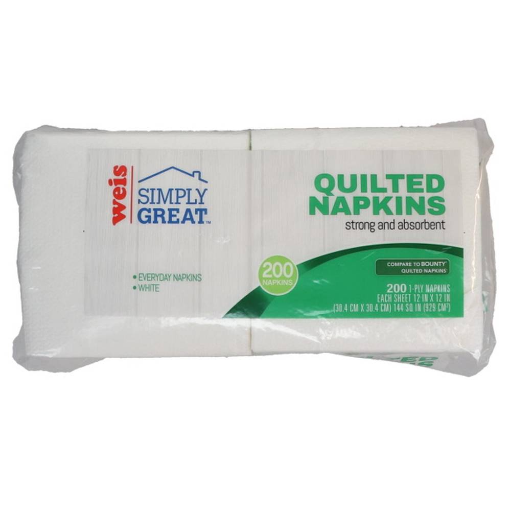 Weis Simply Great Quilted Everyday Napkins, 12 in x 12 in, White (200 ct)