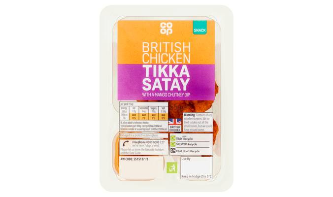 Co-op British Chicken Tikka Satay with a Mango Chutney Dip 55g