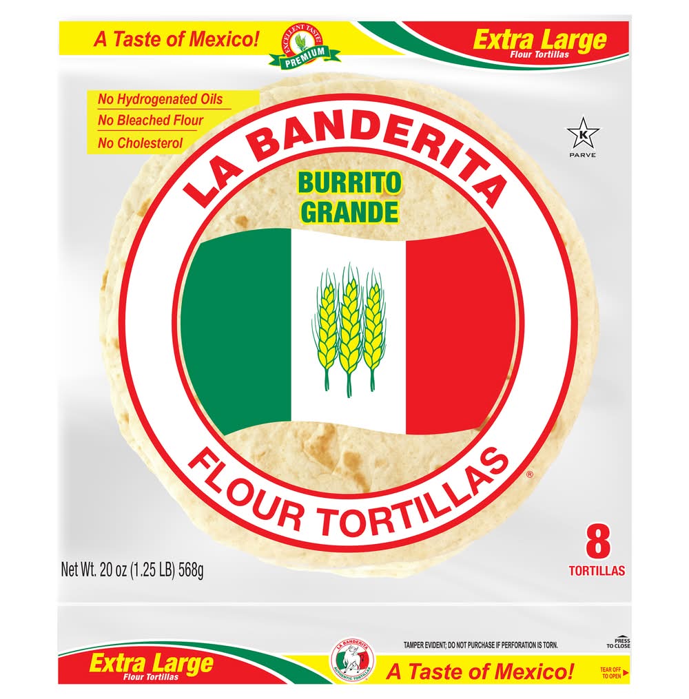 La Banderita Burrito Grande Extra Large Flour Tortillas (20 oz, 8 ct)