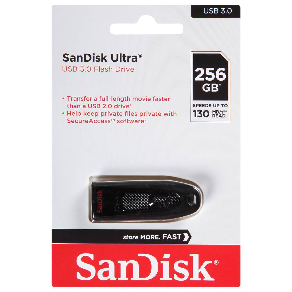 SanDisk Ultra Usb 3.0 Flash Drive, 256gb