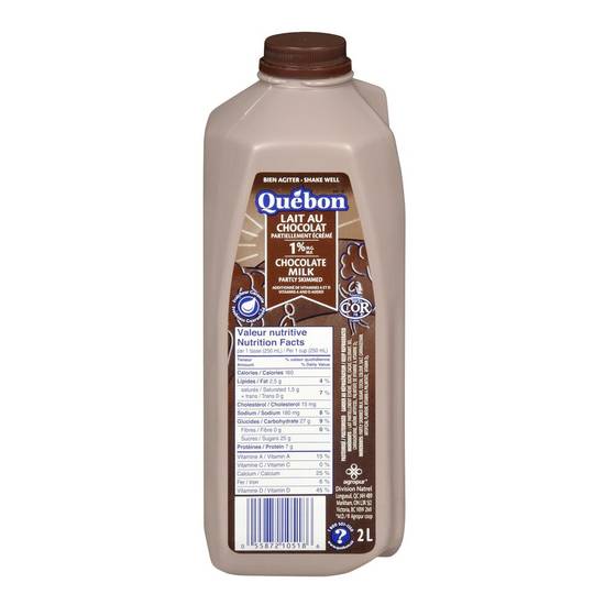Québon lait au chocolat partiellement écrémé 1% - chocolate partly skimmed 1% milk (2 l)