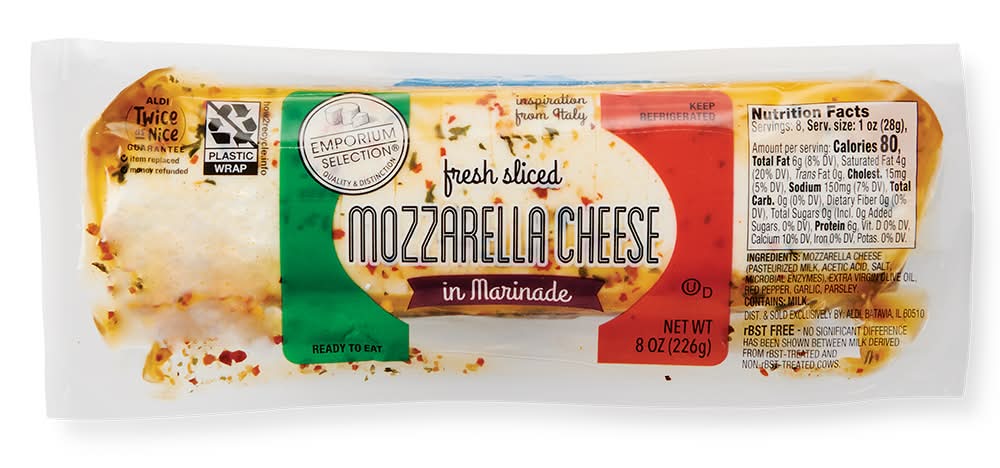 Emporium Selection Fresh Sliced Mozzarella Cheese in Marinade (8 oz)