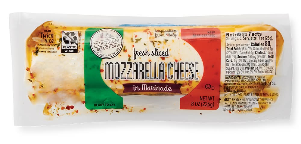 Emporium Selection Fresh Sliced Mozzarella Cheese in Marinade (8 oz)