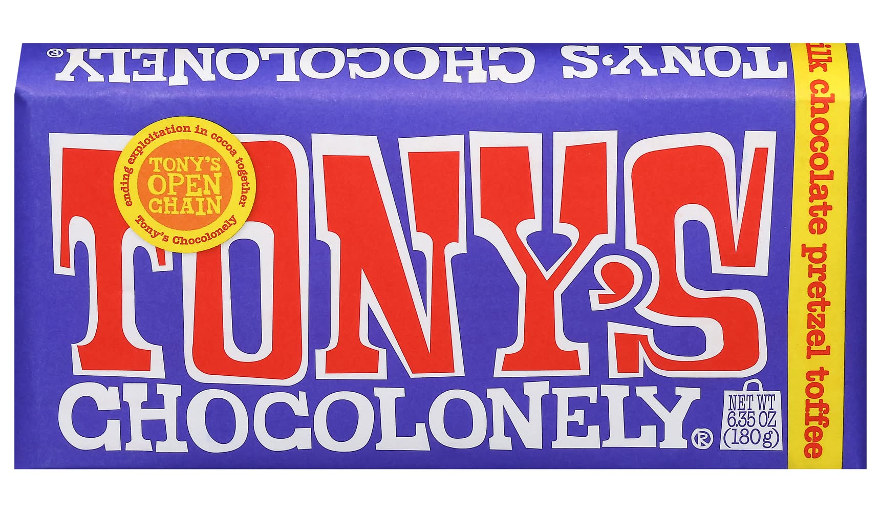 Tony's Chocolonely Milk Chocolate Bar With Pretzel & Toffee (180 g)
