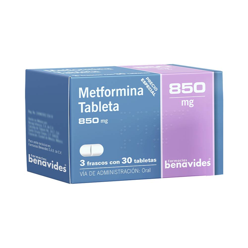 Almus metformina tabletas 850 mg (90 piezas)