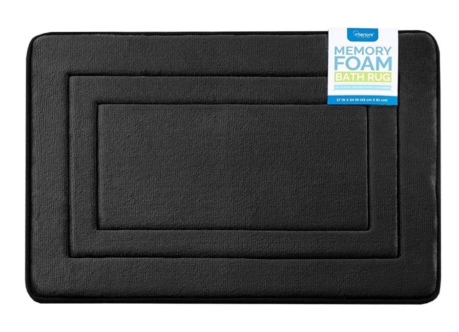 ibd Memory Foam Bath Rugs, 17x24 in, Black