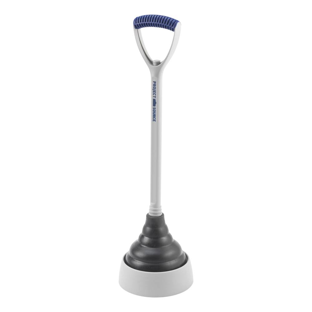 Project Source 5.75-in Gray Rubber Plunger with Storage Caddy Included 18-in Handle | 400857