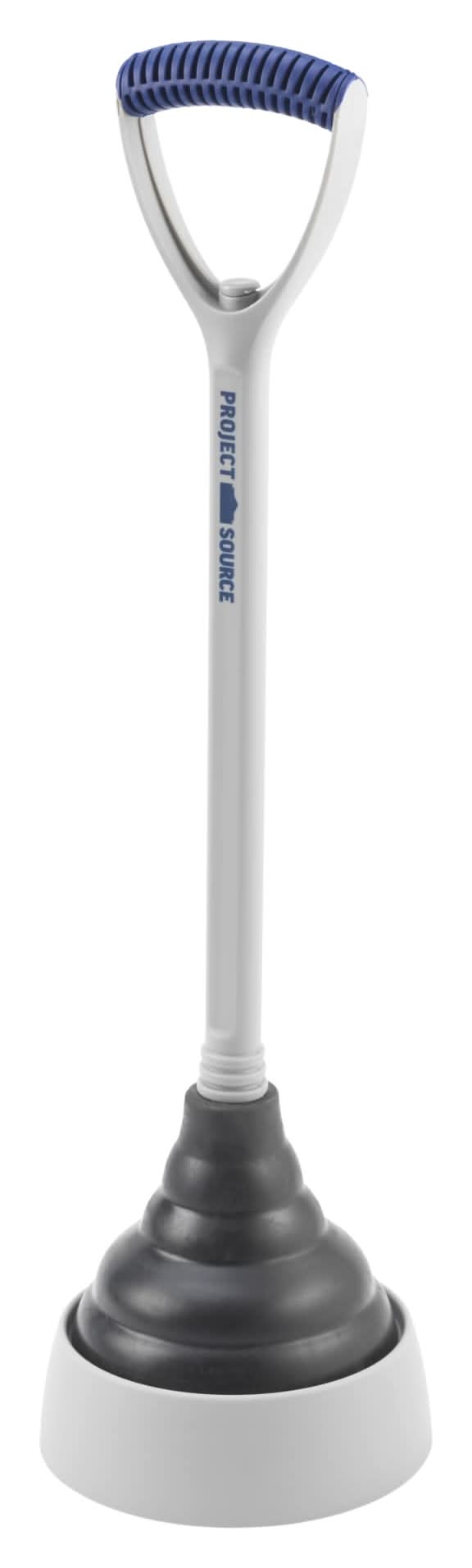 Project Source 5.75-in Gray Rubber Plunger with Storage Caddy Included 18-in Handle
