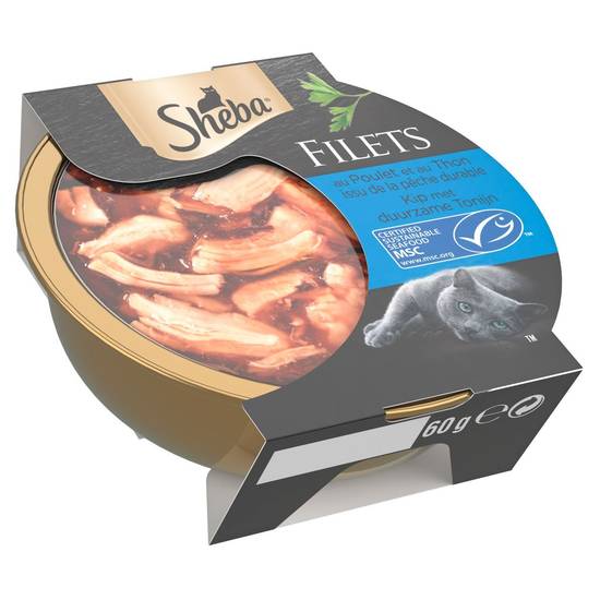 Sheba Filets au Poulet et au Thon Issu de la Pêche Durable 60 g