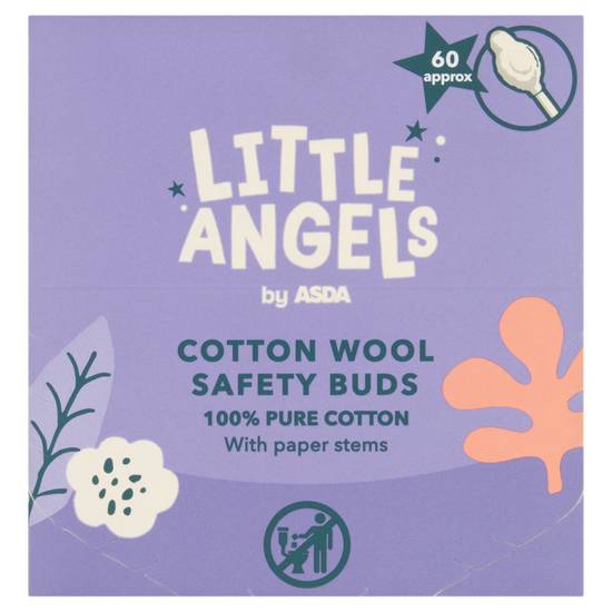 Asda Little Angels 60 Cotton Wool Safety Buds