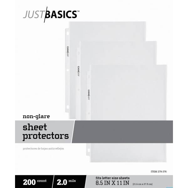 Just Basics Lightweight Sheet Protectors Non-Glare (200 ct)