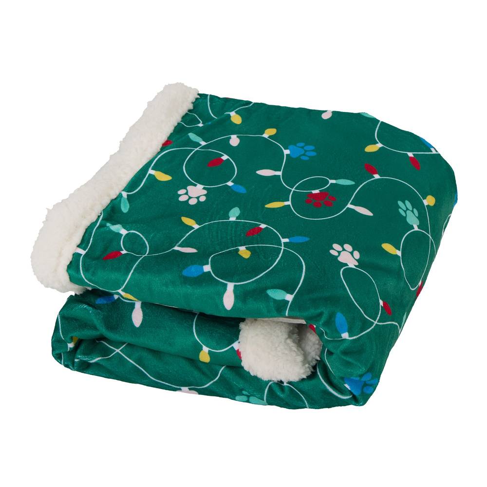 Merry Brite Christmas Lights Pet Blanket, Green