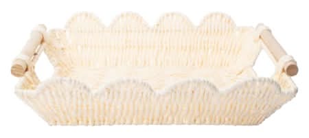 Scallop Paper Rope Tray 12.60in x 10.63in Light Beige