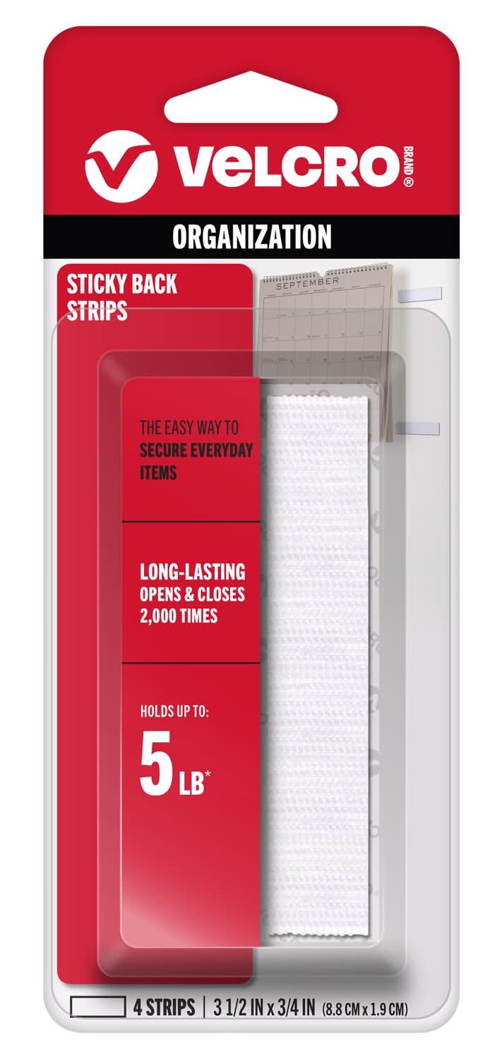 Velcro Brand Sticky Back Small/Medium Nylon Hook And Loop Fastener 3-1/2 In. L 4 Pk