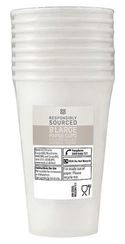 Co-op White Paper Cup 450ml 8PK