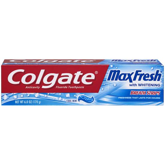 Colgate Anticavity Fluoride Toothpaste with MaxFresh Breath Strips, Whitening, Clean Mint - 6 oz