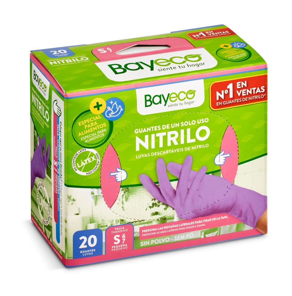 Guantes Nitrilo Desechables Talla S Bayeco Caja 20 Unidades