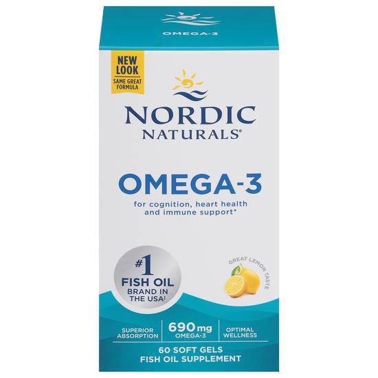 Nordic Naturals Omega-3 690 mg Heart & Immune Support Soft Gels (lemon)