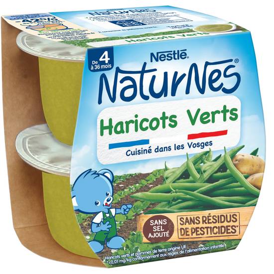 Nestlé - Naturnes petits pots haricots verts bébé dès 4/6 mois (2 pièces)
