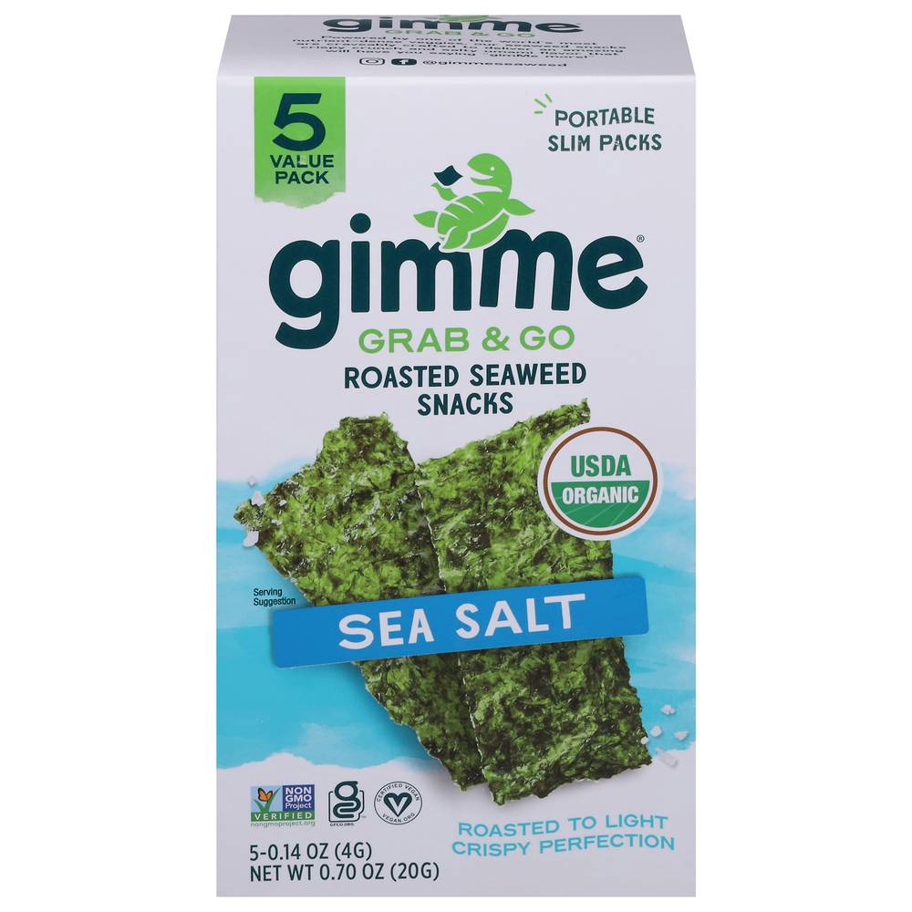 Gimme Grab & Go Roasted Seaweed Snacks, Sea Salt (0.14 oz, 5 ct)